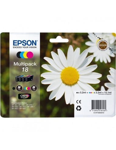 Cartucho de Tinta EPSON EXPRESSION HOME XP-205 Negro y Color, Multipack 18 CMYK